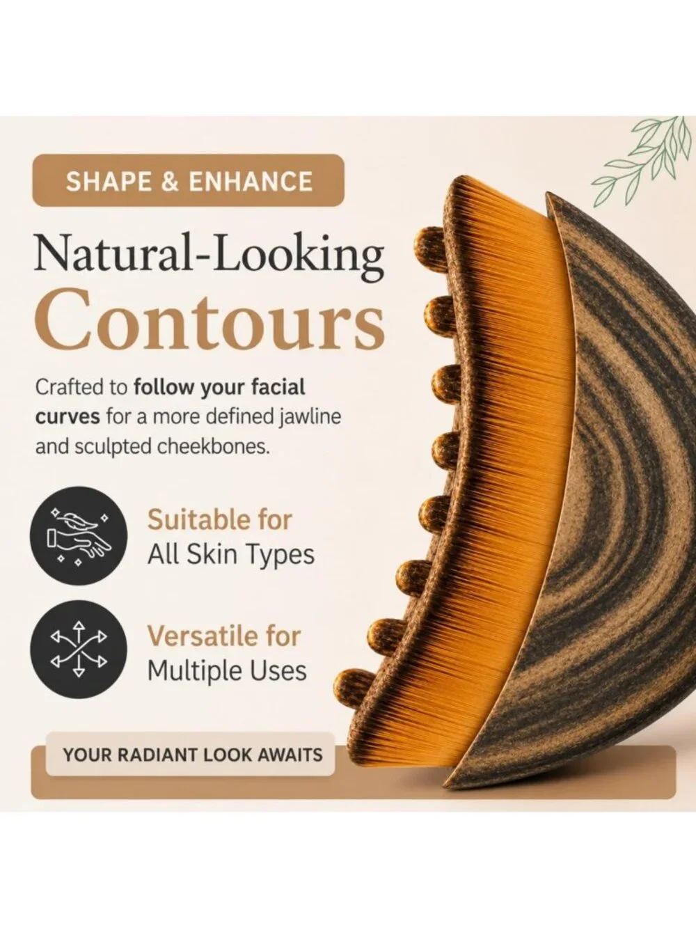 2 Pack Facial Contour Brushes - Ergonomic Face Massage Tools for All Skin Types